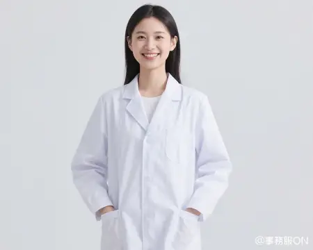 医療ユニフォーム(白衣)を着た女性