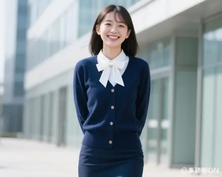 事務服のカーディガンスタイル