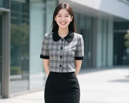 事務服のオーバーブラウススタイル