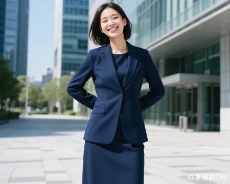 事務服ワンピースの着用イメージ(ジャケット+ワンピース)
