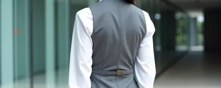 事務服ベスト背ベルトの種類(尾錠付きバックベルト)